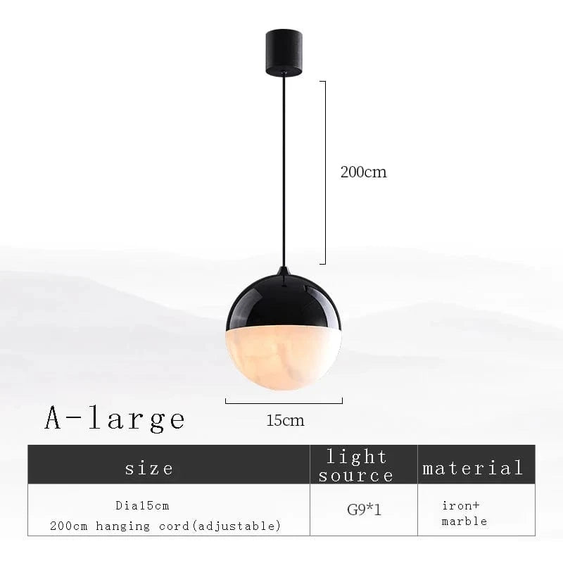 Suspension en marbre design contemporain et élégant | Marco Lucetti A diamètre15cm / Lumière naturelle