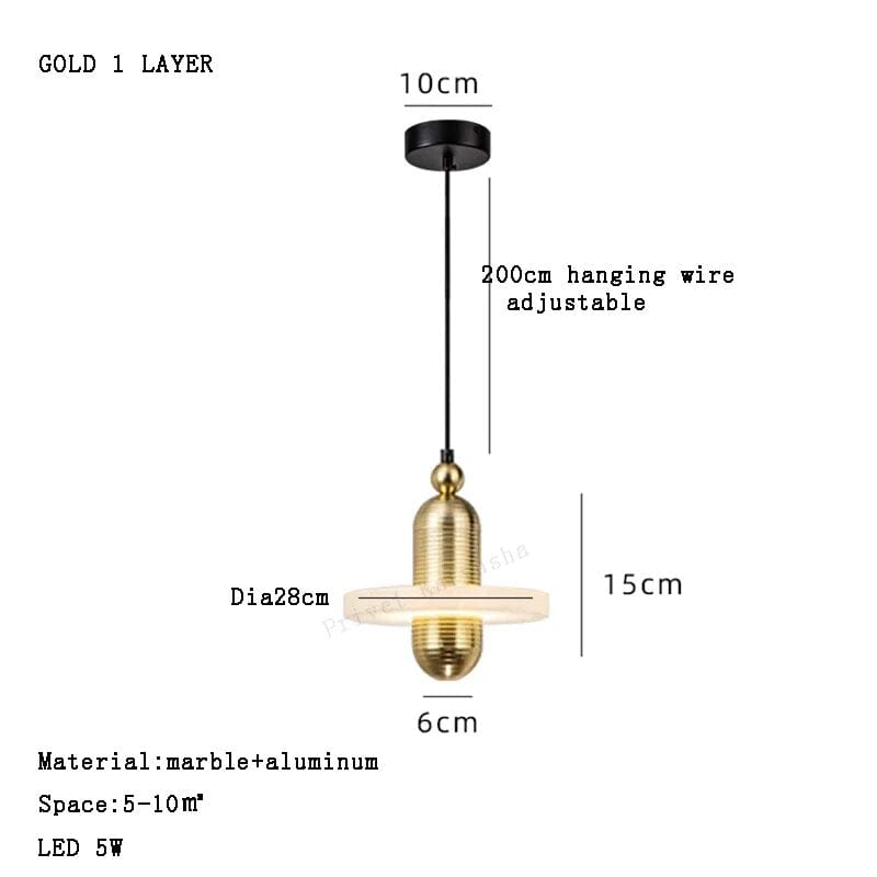 Suspension en marbre design moderniste | Marco Lucetti D G1 / Lumière chaude