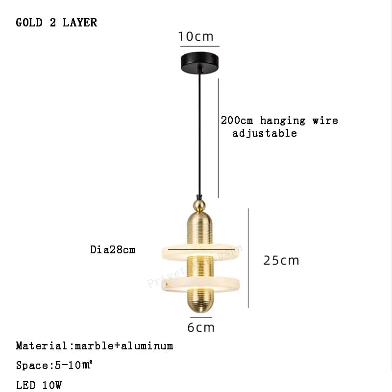 Suspension en marbre design moderniste | Marco Lucetti D G2 / Lumière chaude