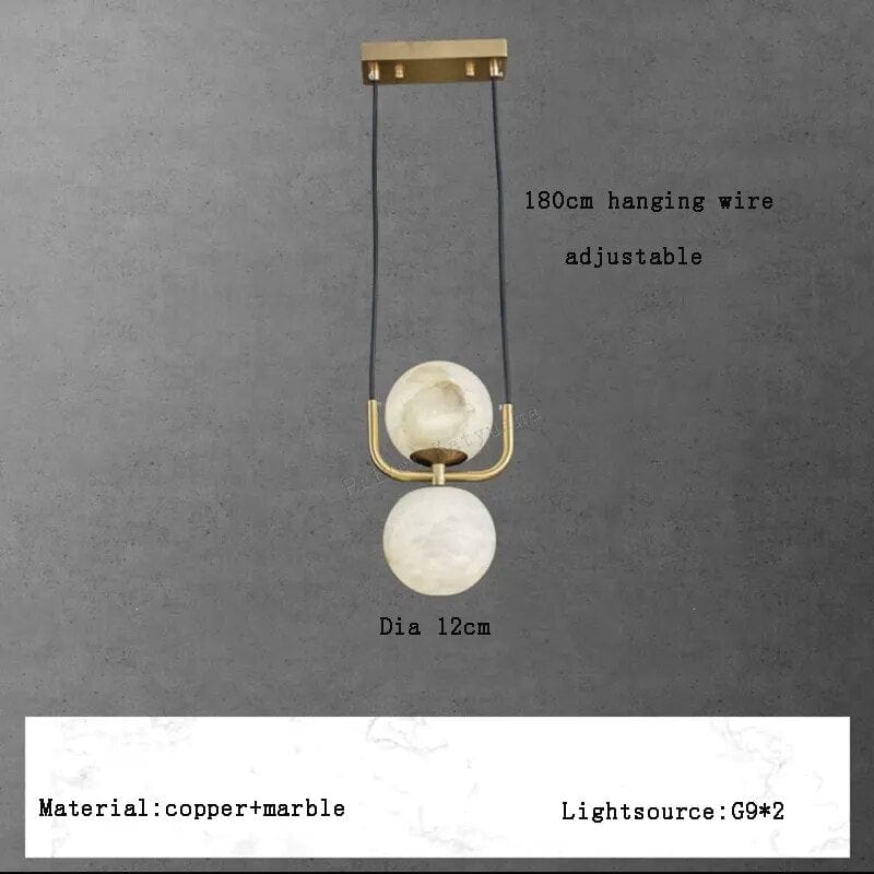 Suspension en marbre design moderniste | Marco Lucetti Je / Lumière chaude