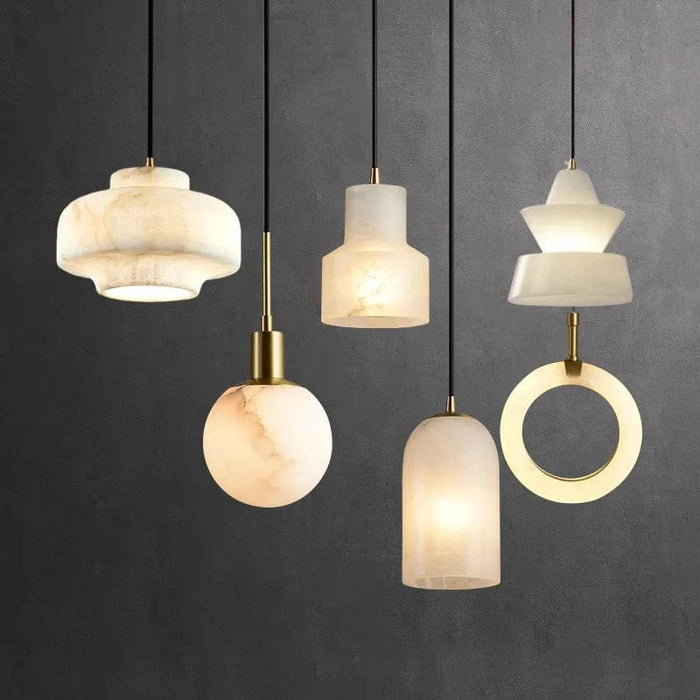 Suspension en marbre naturel espagnol - Lampe LED - Style moderne minimaliste  | Marco Lucetti