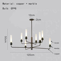 Suspension en marbre naturel et cuivre ajustable | Marco Lucetti B-Noir-8 Lumières / Lumière naturelle