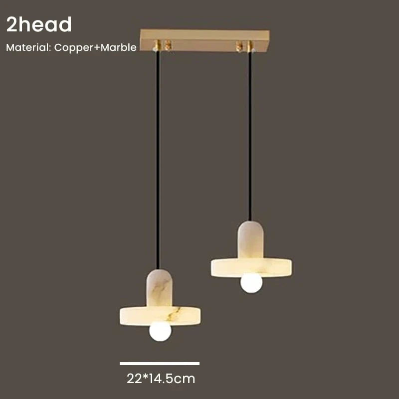 Suspension en marbre nordique minimaliste | Marco Lucetti 2têtes / Blanc froid