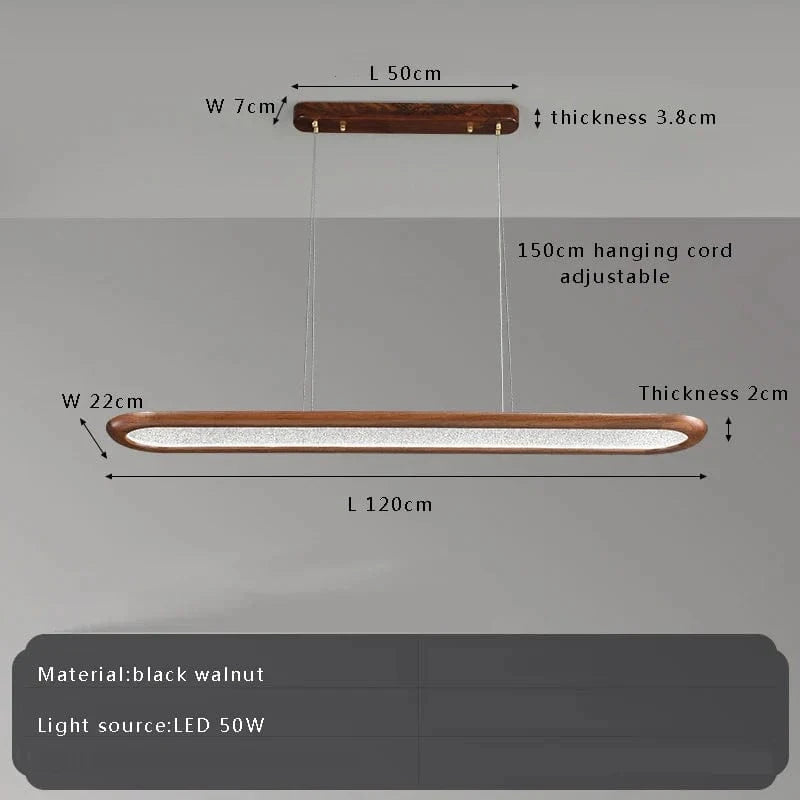 Suspension en noyer design pour bar led décoratif | Marco Lucetti 120 cm / Lumière blanche