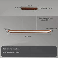 Suspension en noyer design pour bar led décoratif | Marco Lucetti 120 cm / Lumière blanche