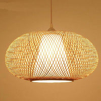 Suspension en rotin avec abat-jour arrondi et LED | Marco Lucetti