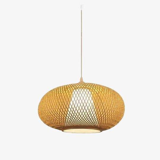 Suspension en rotin avec abat-jour arrondi et LED | Marco Lucetti