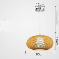 Suspension en rotin avec abat-jour arrondi et LED | Marco Lucetti 60cm
