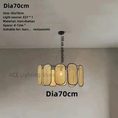 Suspension en rotin chinois décoratif - Nouveauté en style exquis | Marco Lucetti Dia70cm / Blanc chaud