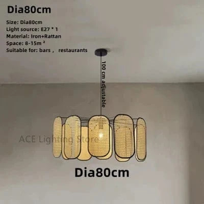 Suspension en rotin chinois décoratif - Nouveauté en style exquis | Marco Lucetti Dia80cm / Blanc chaud