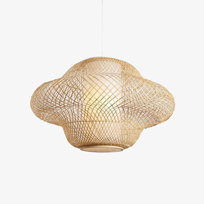 Suspension LED en rotin avec abat-jour rond