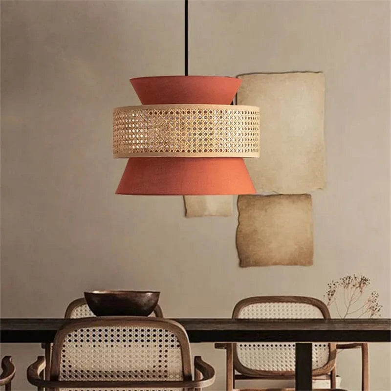 Suspension en rotin tissée à la main de style chinois. | Marco Lucetti