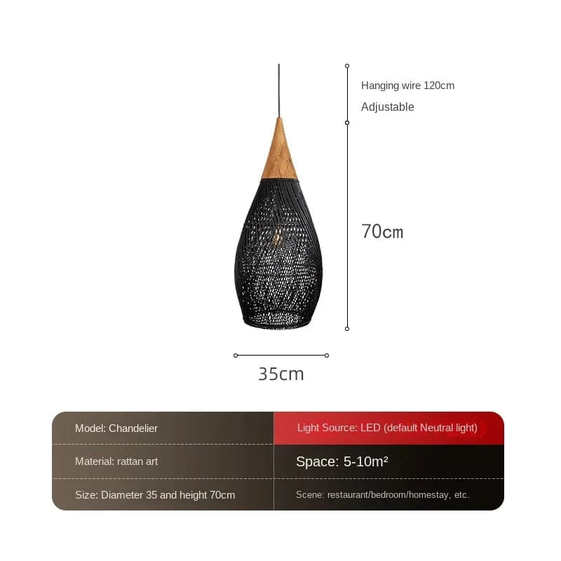 Suspension en rotin tissée pour Restaurant japonais zen | Marco Lucetti B 35CM