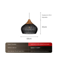 Suspension en rotin tissée pour Restaurant japonais zen | Marco Lucetti B 60CM