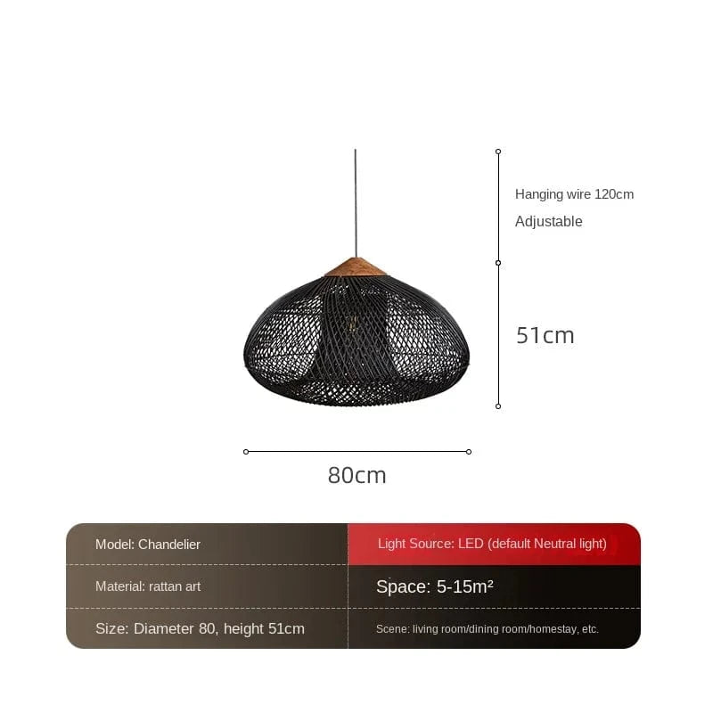 Suspension en rotin tissée pour Restaurant japonais zen | Marco Lucetti B 80CM