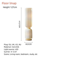 Suspension en soie cylindrique par un designer danois pour éclairer un Duplex Villa Loft | Marco Lucetti Lampadaire H127CM / Lumière neutre