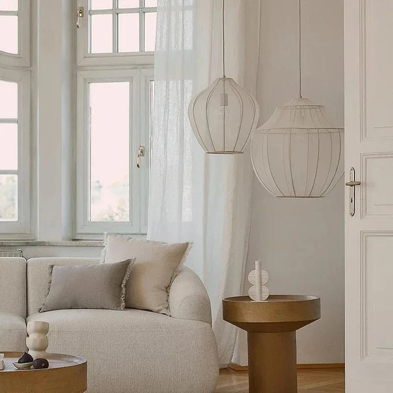 Suspension en tissu moderne lanterne LED pour un style intérieur Loft Wabi Sabi | Marco Lucetti