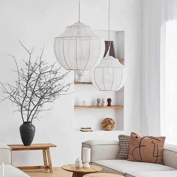 Suspension en tissu moderne lanterne LED pour un style intérieur Loft Wabi Sabi | Marco Lucetti