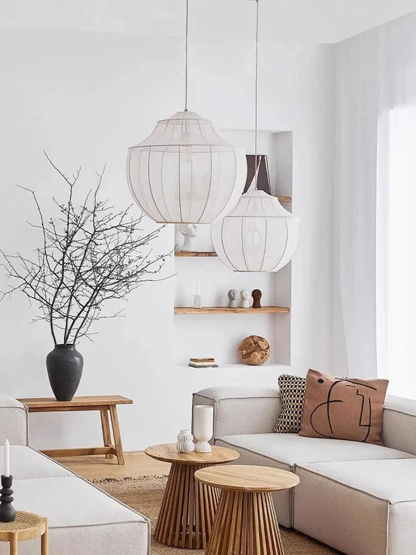Suspension en tissu nordique minimaliste pour salon, salle à manger et chambre à coucher : Lustre suspendu intérieur | Marco Lucetti
