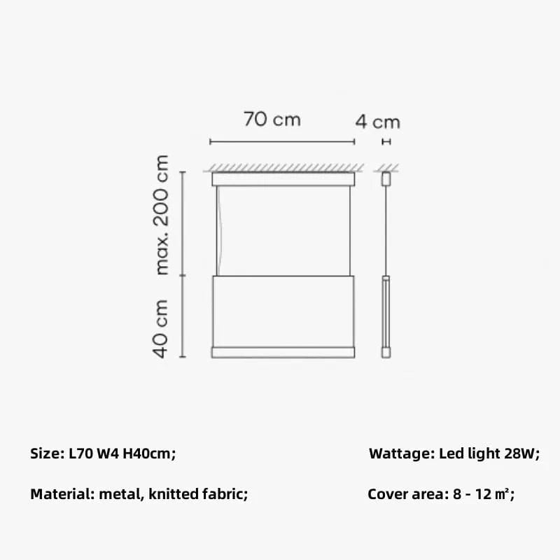 Suspension en tissu tricoté au design minimaliste contemporain | Marco Lucetti L70 H40cm / Métal blanc / Lumière neutre 4200K