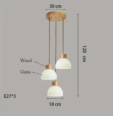 Suspension en verre blanc lampe suspendue japonaise - Lampe suspendue en bois | Marco Lucetti 3A / Blanc froid