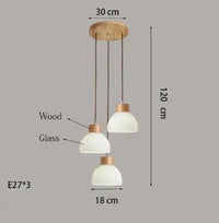 Suspension en verre blanc lampe suspendue japonaise - Lampe suspendue en bois | Marco Lucetti 3A / Blanc froid