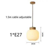 Suspension en verre blanc lampe suspendue japonaise - Lampe suspendue en bois | Marco Lucetti E / Blanc froid