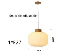 Suspension en verre blanc lampe suspendue japonaise - Lampe suspendue en bois | Marco Lucetti F / Blanc froid