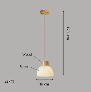 Suspension en verre blanc lampe suspendue japonaise - Lampe suspendue en bois | Marco Lucetti UN / Blanc froid