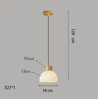 Suspension en verre blanc lampe suspendue japonaise - Lampe suspendue en bois | Marco Lucetti UN / Blanc froid