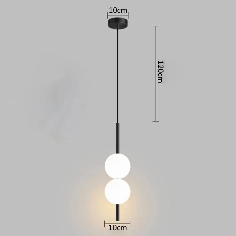 Suspension en verre en forme de boule | Marco Lucetti Noir 1 tête 2 boules / Blanc froid