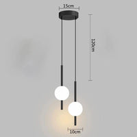 Suspension en verre en forme de boule | Marco Lucetti Noir 2 têtes / Blanc froid