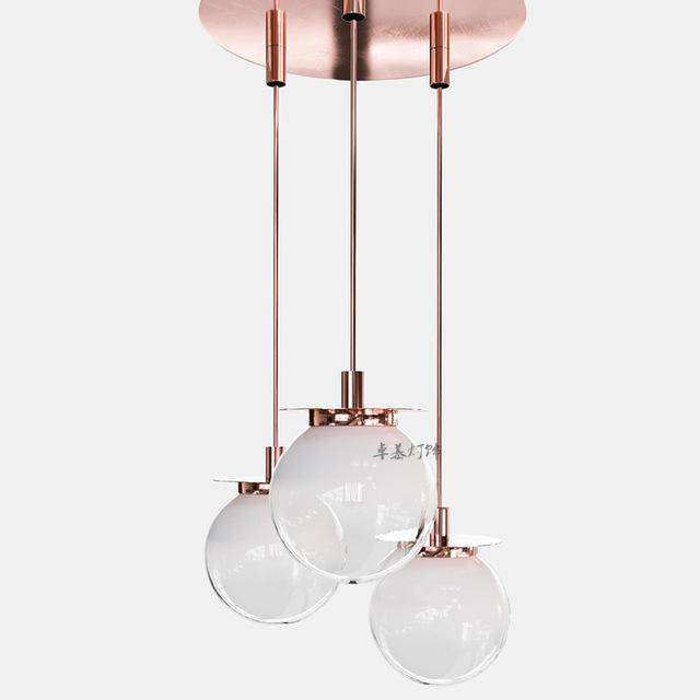 Suspension en verre et base dorée Moderna | Marco Lucetti 3 lampes - Transparent