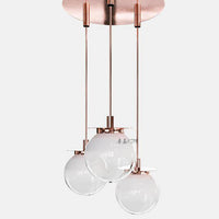 Suspension en verre et base dorée Moderna | Marco Lucetti 3 lampes - Transparent