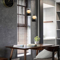 Suspension en verre fumé avec boule intégrée | Marco Lucetti