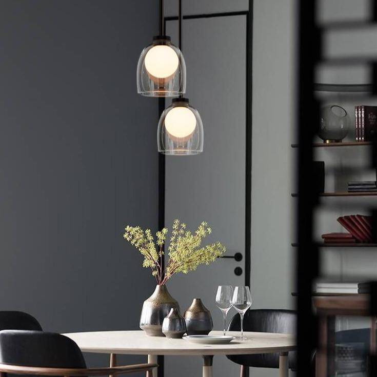 Suspension en verre fumé avec boule intégrée | Marco Lucetti