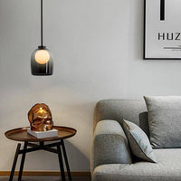 Suspension en verre fumé avec boule intégrée | Marco Lucetti