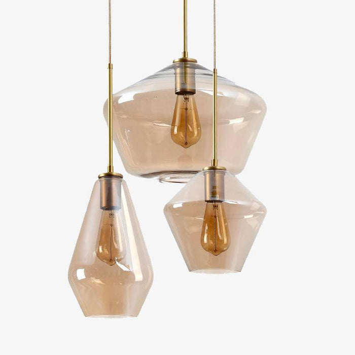 Suspension Cognac en verre fumé de formes variées