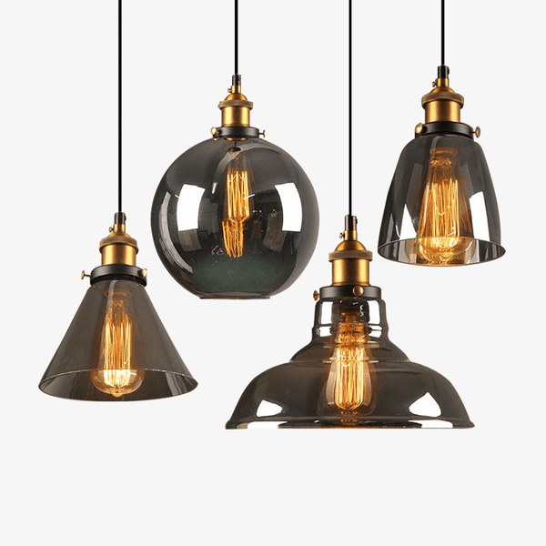 Suspension Vintage en Verre Fumé
