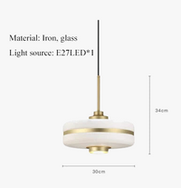 Suspension Dorée en Verre Laiteux