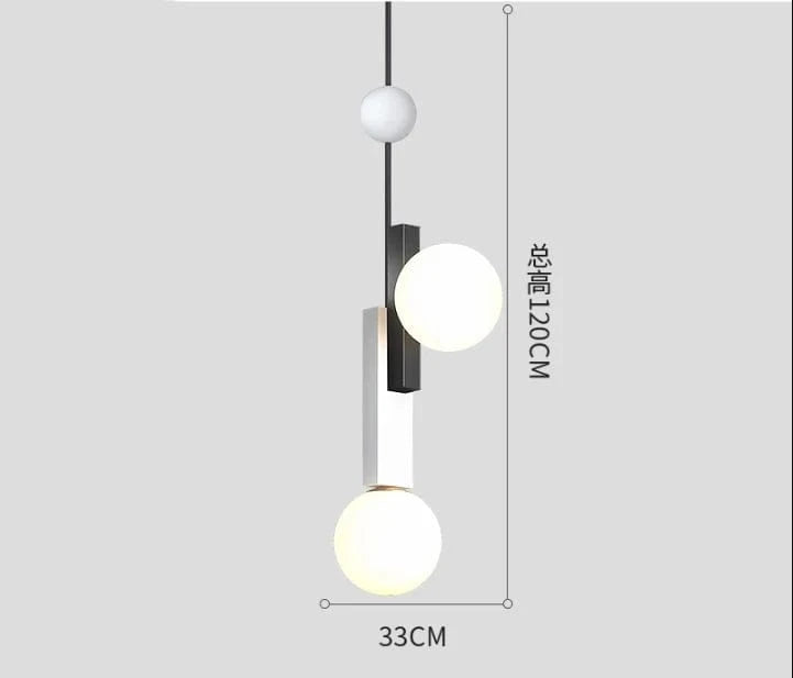 Suspension en verre LED nordique art moderne - Design créatif pour un intérieur élégant | Marco Lucetti Noir Blanc B
