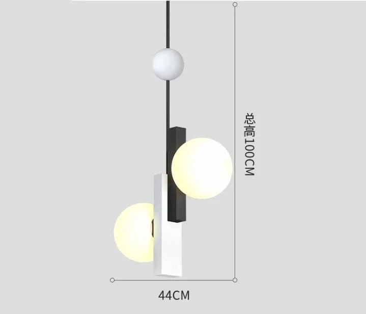 Suspension en verre LED nordique art moderne - Design créatif pour un intérieur élégant | Marco Lucetti Noir Blanc C