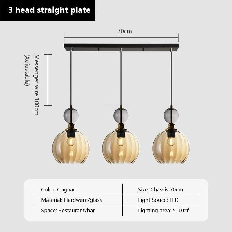 Suspension en verre LED nordique - Éclairage Moderne | Marco Lucetti PL682 Cognac 3H / Blanc froid