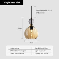 Suspension en verre LED nordique - Éclairage Moderne | Marco Lucetti PL682 Cognac / Blanc froid