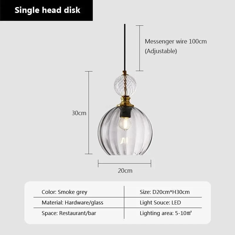 Suspension en verre LED nordique - Éclairage Moderne | Marco Lucetti PL682 Gris Fumée / Blanc froid
