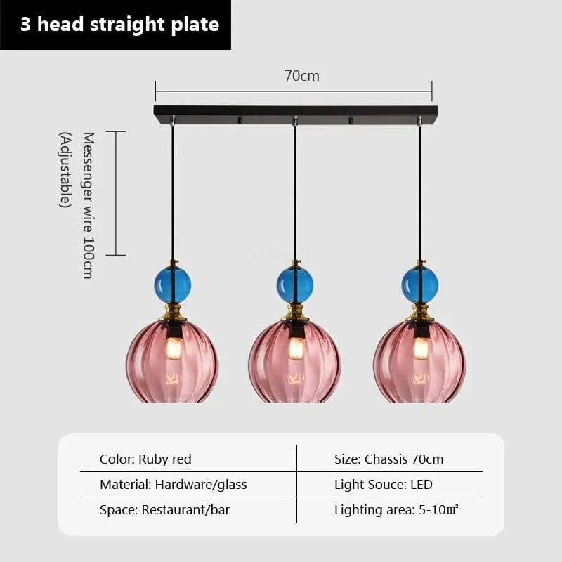 Suspension en verre LED nordique - Éclairage Moderne | Marco Lucetti PL682 Rouge Rubis 3H / Blanc froid