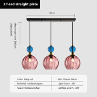 Suspension en verre LED nordique - Éclairage Moderne | Marco Lucetti PL682 Rouge Rubis 3H / Blanc froid