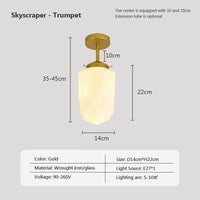 Suspension en verre LED Vintage | Marco Lucetti PL023G026 B Or / Blanc froid