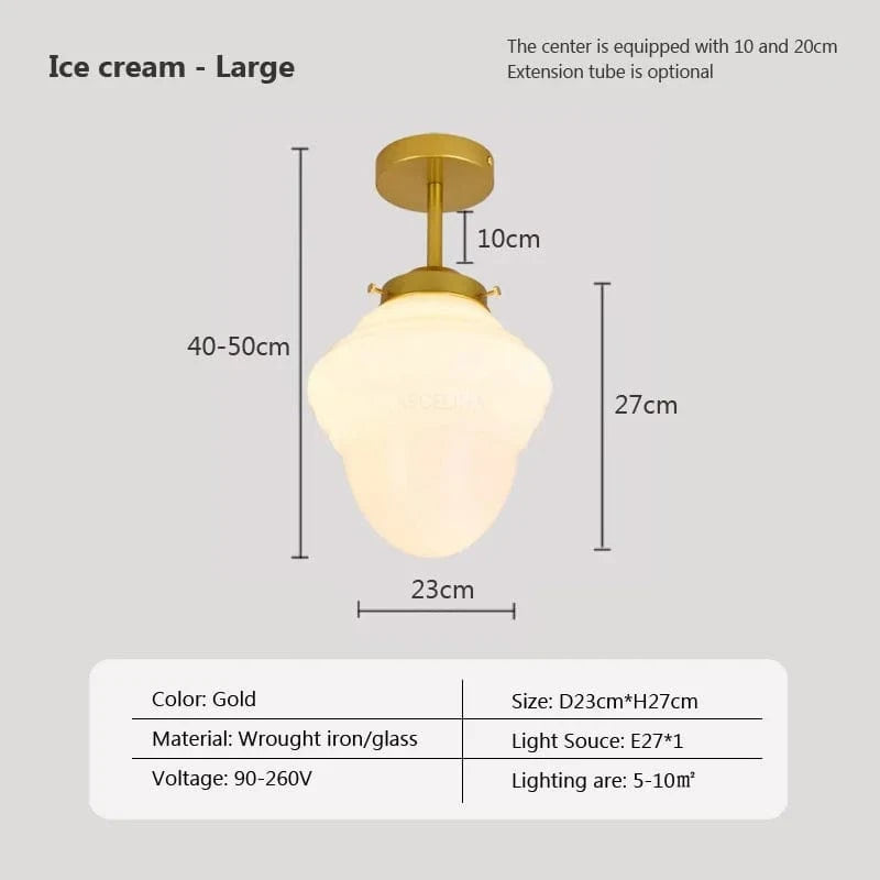 Suspension en verre LED Vintage | Marco Lucetti PL023G026 C Or / Blanc froid