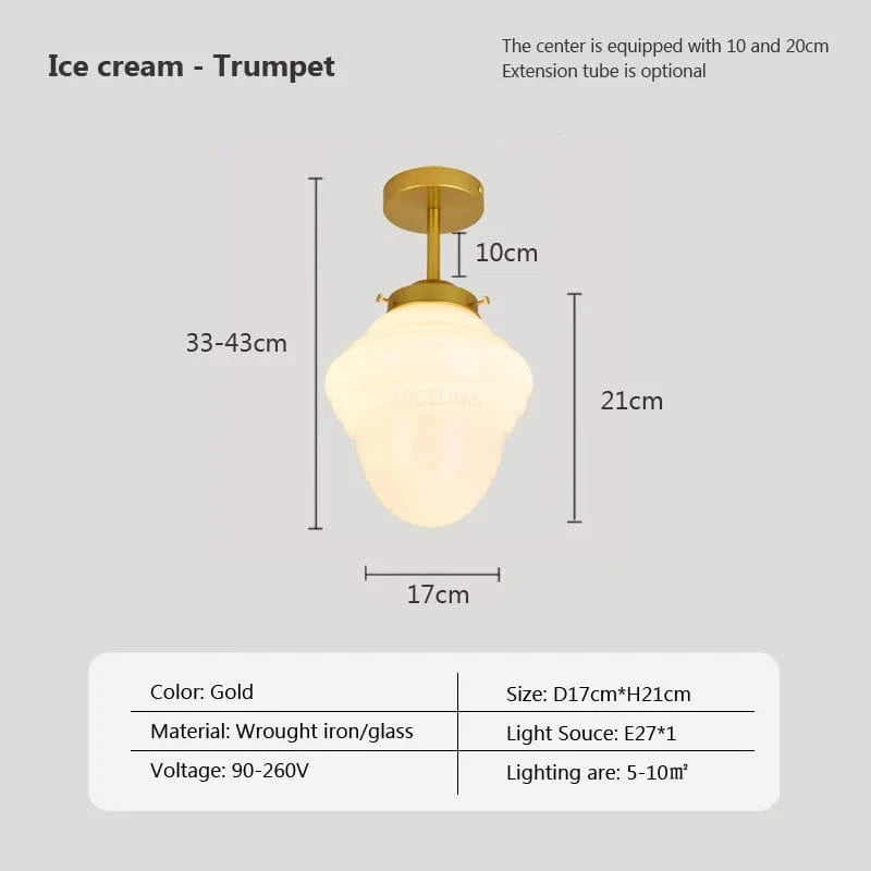 Suspension en verre LED Vintage | Marco Lucetti PL023G026 D Or / Blanc froid